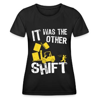 Conducteur de chariot élévateur Conducteur de chariot élévateur Magasinier - T-shirt sport Femme - noir - Devant - AI Model Female 172 light (172cm)