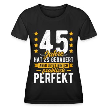 45 Geburtstag Mann 45er 45ter Ich bin 45 Jahre alt - Frauen Funktions-T-Shirt - Schwarz - Vorne - AI Model Female 172 light (172cm)