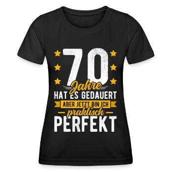 70 Geburtstag Mann 70er 70ter Ich bin 70 Jahre alt - Frauen Funktions-T-Shirt - Schwarz - Vorne - AI Model Female 172 light (172cm)