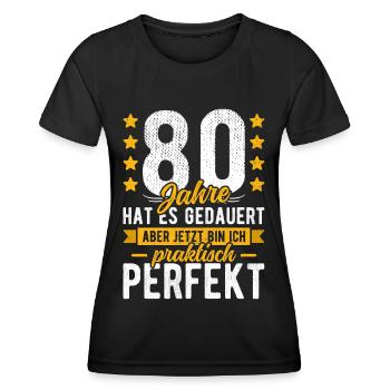 80 Geburtstag Mann 80er 80ter Ich bin 80 Jahre alt - Frauen Funktions-T-Shirt - Schwarz - Vorne - AI Model Female 172 light (172cm)