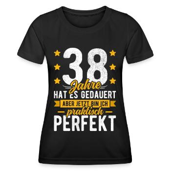 38 Geburtstag Mann 38er 38ter Ich bin 38 Jahre alt - Frauen Funktions-T-Shirt - Schwarz - Vorne - AI Model Female 172 light (172cm)