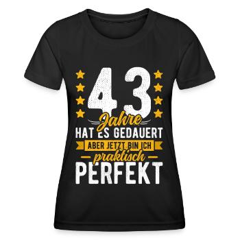 43 Geburtstag Mann 43er 43ter Ich bin 43 Jahre alt - Frauen Funktions-T-Shirt - Schwarz - Vorne - AI Model Female 172 light (172cm)