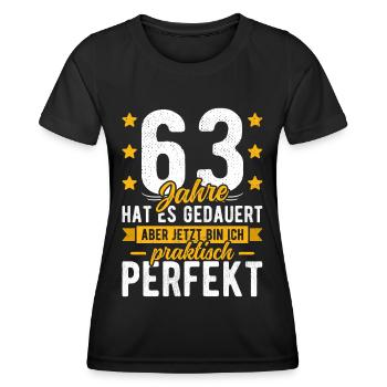 63 Geburtstag Mann 63er 63ter Ich bin 63 Jahre alt - Frauen Funktions-T-Shirt - Schwarz - Vorne - AI Model Female 172 light (172cm)