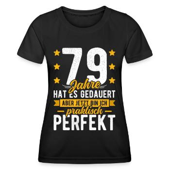 79 Geburtstag Mann 79er 79ter Ich bin 79 Jahre alt - Frauen Funktions-T-Shirt - Schwarz - Vorne - AI Model Female 172 light (172cm)