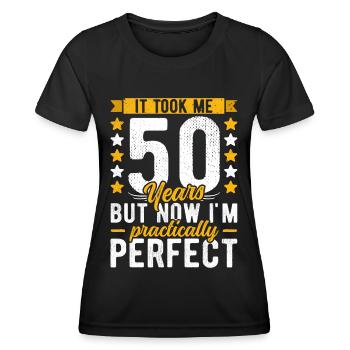 50th birthday 50 years old man woman 50th 50s - Women's Functional T-Shirt - black - Front - AI Model Female 172 light (172cm)