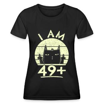 50th birthday woman 50th 50 years - I AM 49+ PLUS - Women's Functional T-Shirt - black - Front - AI Model Female 172 light (172cm)