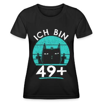 50. Geburtstag Frau 50er 50ter Ich bin 49+ plus - Frauen Funktions-T-Shirt - Schwarz - Vorne - AI Model Female 172 light (172cm)