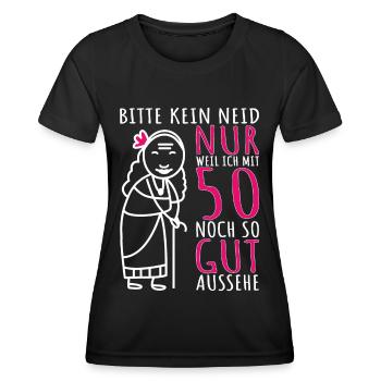 50. Geburtstag Frau 50er 50 Jahre alt lustig Dame - Frauen Funktions-T-Shirt - Schwarz - Vorne - AI Model Female 172 light (172cm)