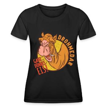 Kamel Dromedar Ganz dünnes Eis Wortspiel DROHmedar - Frauen Funktions-T-Shirt - Schwarz - Vorne - AI Model Female 172 light (172cm)
