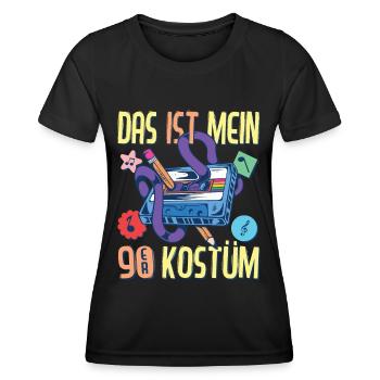 90er Jahre Outfit Party 90's Mottoparty Neunziger - Frauen Funktions-T-Shirt - Schwarz - Vorne - AI Model Female 172 light (172cm)