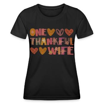 Thankful Wife Frau Herbst Blätter Dankbarkeit - Frauen Funktions-T-Shirt - Schwarz - Vorne - AI Model Female 172 light (172cm)