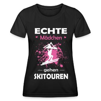 Skitouren Skitour Ski Berge Mädchen Frauen - Frauen Funktions-T-Shirt - Schwarz - Vorne - AI Model Female 172 light (172cm)