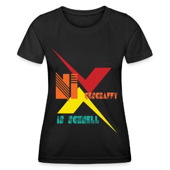Lustiger Spruch Spaß Gelassenheit NIX GESCHAFFT - Frauen Funktions-T-Shirt - Schwarz - Vorne - AI Model Female 172 light (172cm)