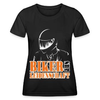 Motorrad Motorradfahrer Biker aus Leidenschaft - Frauen Funktions-T-Shirt - Schwarz - Vorne - AI Model Female 172 light (172cm)