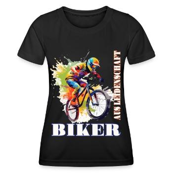 Fahrrad Mountainbike Biker aus Leidenschaft - Frauen Funktions-T-Shirt - Schwarz - Vorne - AI Model Female 172 light (172cm)