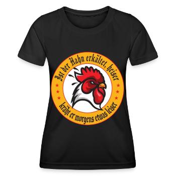 lustiger Spruch Hahn Gockel Hühner Züchter - Frauen Funktions-T-Shirt - Schwarz - Vorne - AI Model Female 172 light (172cm)