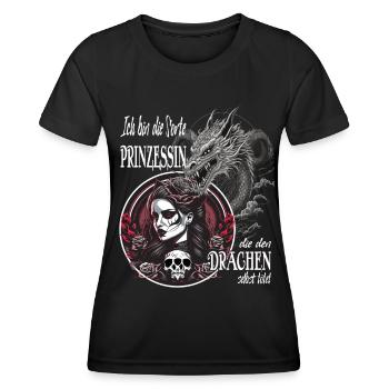Frau - Prinzessen die den Drachen selber tötet - Frauen Funktions-T-Shirt - Schwarz - Vorne - AI Model Female 172 light (172cm)