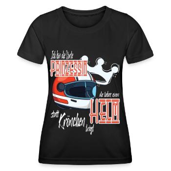 Frau Motorrad Prinzessen die Helm trägt - Frauen Funktions-T-Shirt - Schwarz - Vorne - AI Model Female 172 light (172cm)