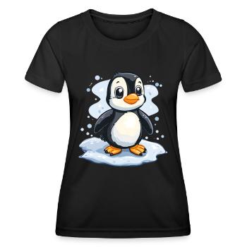 Mignon pingouin banquise enfant cadeau pour bébé - T-shirt sport Femme - noir - Devant - AI Model Female 172 light (172cm)