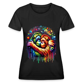 Farbenumarmung - Orang-Utan Harmonie - Frauen Funktions-T-Shirt - Schwarz - Vorne - AI Model Female 172 light (172cm)
