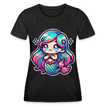 Meerjungfrau - Frauen Funktions-T-Shirt - Schwarz - Vorne - AI Model Female 172 light (172cm)