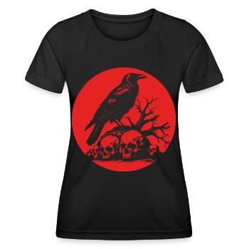 Mystischer Rabe mit Schädeln - Frauen Funktions-T-Shirt - Schwarz - Vorne - AI Model Female 172 light (172cm)