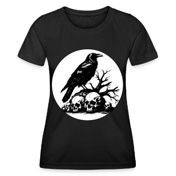 Mystischer Rabe mit Schädeln - Frauen Funktions-T-Shirt - Schwarz - Vorne - AI Model Female 172 light (172cm)