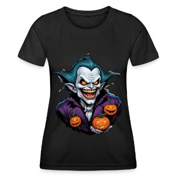 Halloween - Vampir Blutsauger Grusel mit Kürbis - Frauen Funktions-T-Shirt - Schwarz - Vorne - AI Model Female 172 light (172cm)