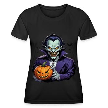 Halloween - Vampir Blutsauger Grusel mit Kürbis - Frauen Funktions-T-Shirt - Schwarz - Vorne - AI Model Female 172 light (172cm)