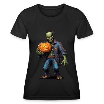Zombie Joyeux Halloween Citrouilles effrayantes - T-shirt sport Femme - noir - Devant - AI Model Female 172 light (172cm)