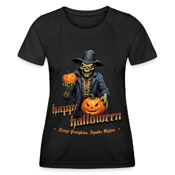 Zombie Joyeux Halloween Citrouilles effrayantes - T-shirt sport Femme - noir - Devant - AI Model Female 172 light (172cm)
