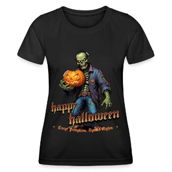 Zombie Joyeux Halloween Citrouilles effrayantes - T-shirt sport Femme - noir - Devant - AI Model Female 172 light (172cm)