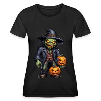 Zombie Happy Halloween Creepy Pumpkins - Women's Functional T-Shirt - black - Front - AI Model Female 172 light (172cm)