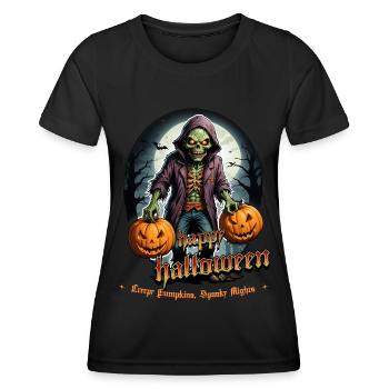 Zombie Joyeux Halloween Citrouilles effrayantes - T-shirt sport Femme - noir - Devant - AI Model Female 172 light (172cm)