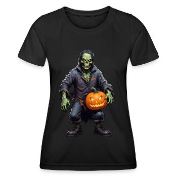 Zombie Happy Halloween Creepy Pumpkins - Women's Functional T-Shirt - black - Front - AI Model Female 172 light (172cm)