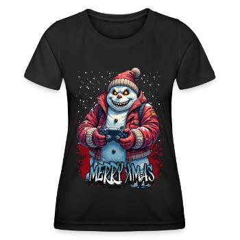 Méchant Noël Gamer Bonhomme de neige Joyeux Noël - T-shirt sport Femme - noir - Devant - AI Model Female 172 light (172cm)