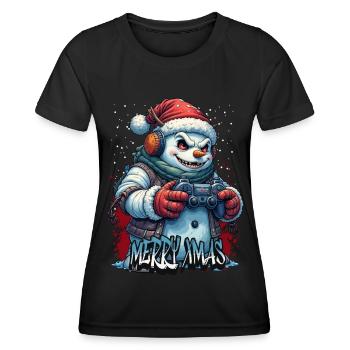 Méchant Noël Gamer Bonhomme de neige Joyeux Noël - T-shirt sport Femme - noir - Devant - AI Model Female 172 light (172cm)