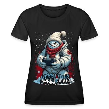 Méchant Noël Gamer Bonhomme de neige Joyeux Noël - T-shirt sport Femme - noir - Devant - AI Model Female 172 light (172cm)