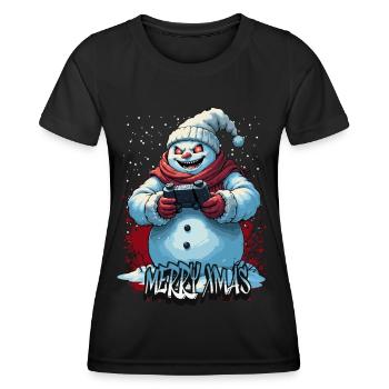 Méchant Noël Gamer Bonhomme de neige Joyeux Noël - T-shirt sport Femme - noir - Devant - AI Model Female 172 light (172cm)