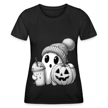 Fantôme Halloween 31 octobre Citrouille - T-shirt sport Femme - noir - Devant - AI Model Female 172 light (172cm)
