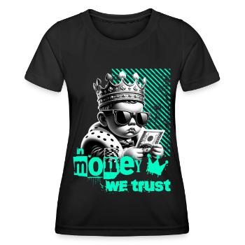 En argent nous faisons confiance avec un motif de dicton cool - T-shirt sport Femme - noir - Devant - AI Model Female 172 light (172cm)
