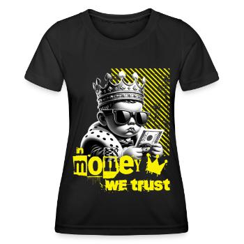 En argent nous faisons confiance avec un motif de dicton cool - T-shirt sport Femme - noir - Devant - AI Model Female 172 light (172cm)