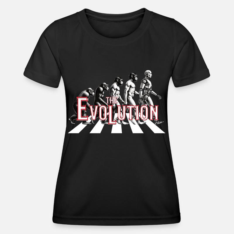 Evolution - Monkey to Robot Future Past - Women's Functional T-Shirt - black
