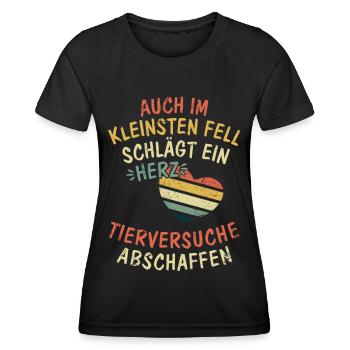 auch im kleinsten Fell schlägt ein Herz - Frauen Funktions-T-Shirt - Schwarz - Vorne - AI Model Female 172 light (172cm)