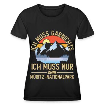 Ich muss nur zum Müritz Nationalpark - Frauen Funktions-T-Shirt - Schwarz - Vorne - AI Model Female 172 light (172cm)
