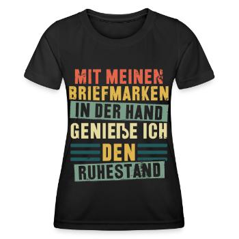 Mit meinen Briefmarken genieße ich den Ruhestand - Frauen Funktions-T-Shirt - Schwarz - Vorne - AI Model Female 172 light (172cm)