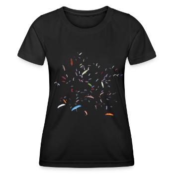 Paragliding Competition Gleitschirm Wettbewerb CP - Frauen Funktions-T-Shirt - Schwarz - Vorne - AI Model Female 172 light (172cm)