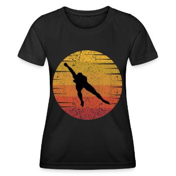 Speed Skating Ice Skater Skate Race Vintage Retro - Women's Functional T-Shirt - black - Front - AI Model Female 172 light (172cm)