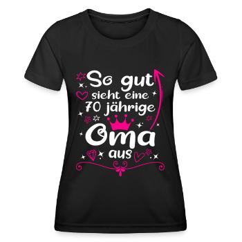 70. Geburtstag Frau 70 Jahre Geschenk - Frauen Funktions-T-Shirt - Schwarz - Vorne - AI Model Female 172 light (172cm)