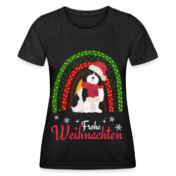Bobtail Noël Chien de berger anglais - T-shirt sport Femme - noir - Devant - AI Model Female 172 light (172cm)